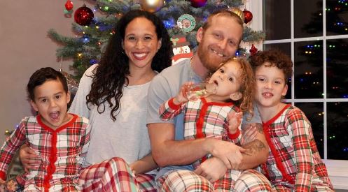 Kyrstin Beasley with her husband Cole Beasley and children celebrating Christmas